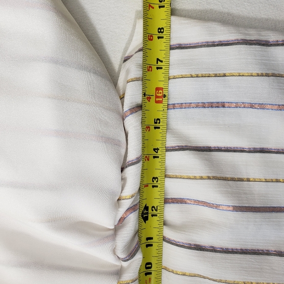 CHARLES HENRY Metallic Stripe Ivory Popover Dress Sz M NWT - Picture 11 of 15